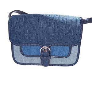 Michael Kors Blue Denim Crossbody Bag with Flap Closure